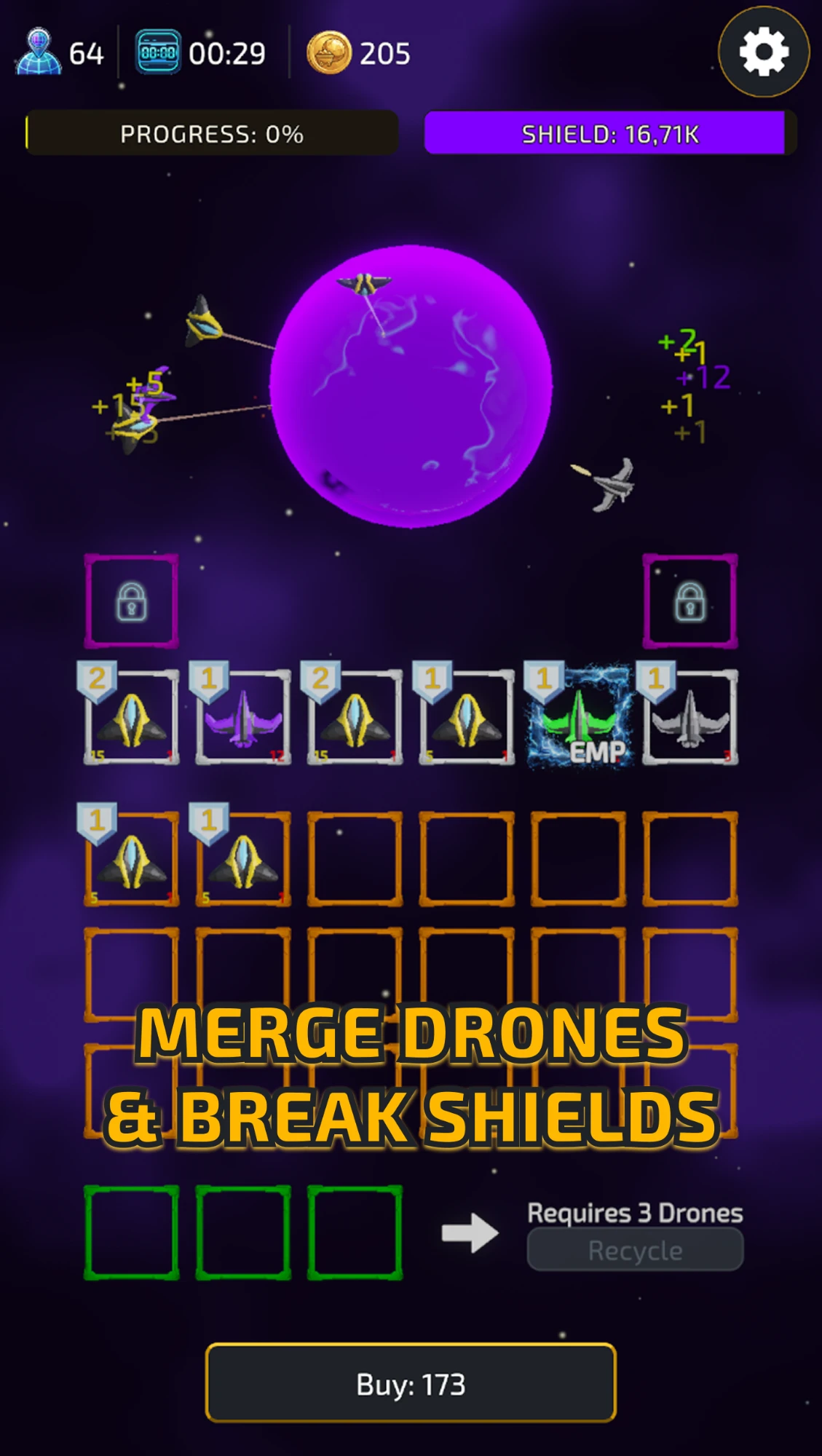 Merge drones and break shields